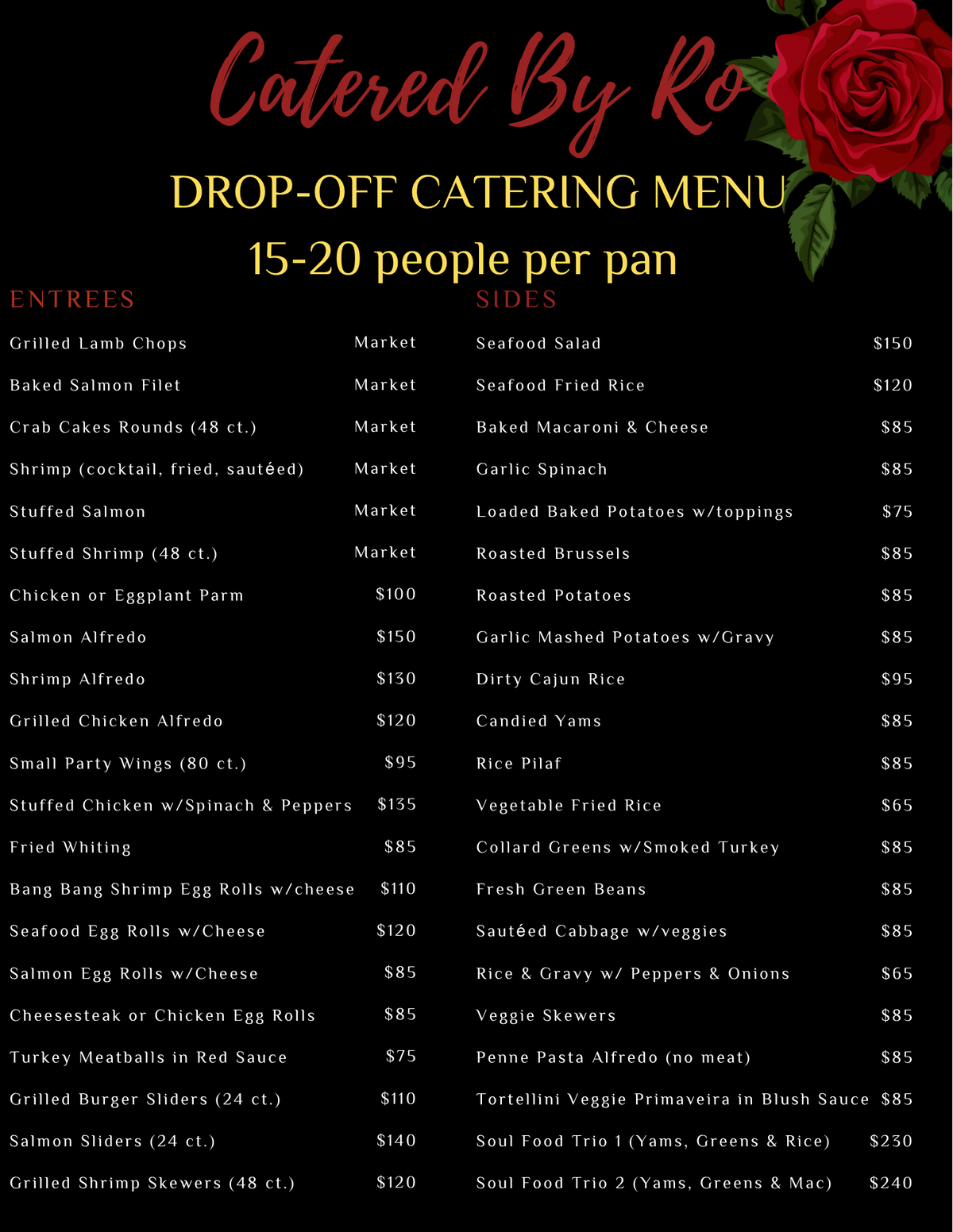 Drop Off Menu cateredbyro